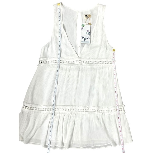 Show Me Your Mumu White Sleeveless Deep V Neck Dress - See Measurements - Picture 12 of 13